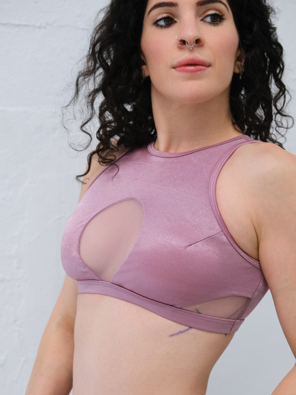 Nova Pole Top in Cosmic Lilac — metallic pole dance clothes by Zerone (view 4)